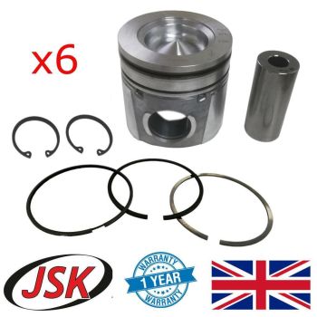 6pc Pistons STD with Pins & Rings for 6.7 Cummins 107mm ISB ISBe QSB Case IH DAF