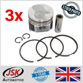 3x Piston & Rings Set for Kubota Tractors & Mowers with D1105 Engines 3 Cylinder